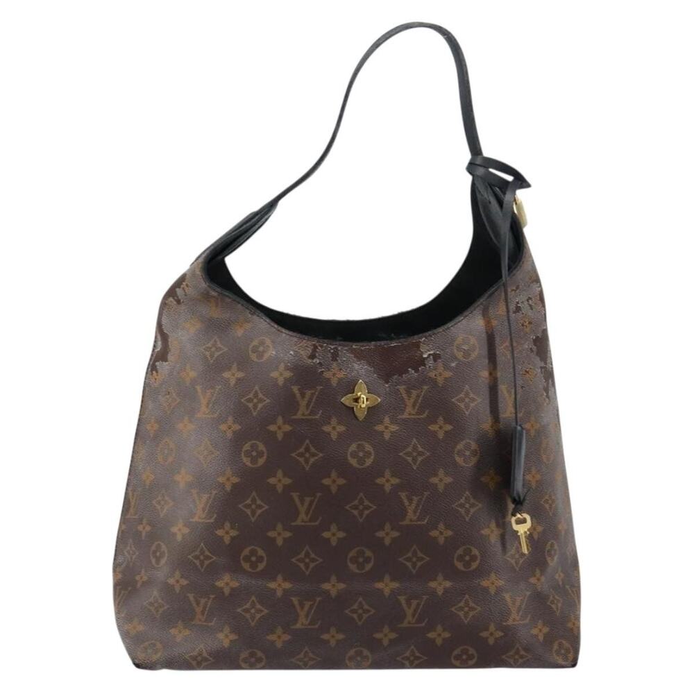 Louis Vuitton Monogram Flower Hobo Shoulder Bag Brown